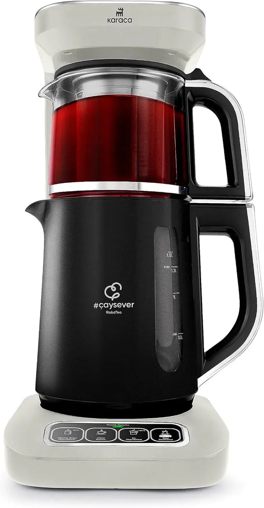 Kaffeemaschine 4-in-1, 2500 W, Kaffeebereiter, elektrische Kaffeemaschine, Karaca Çaysever Robotea Pro Automatischer Glas-Teekocher
