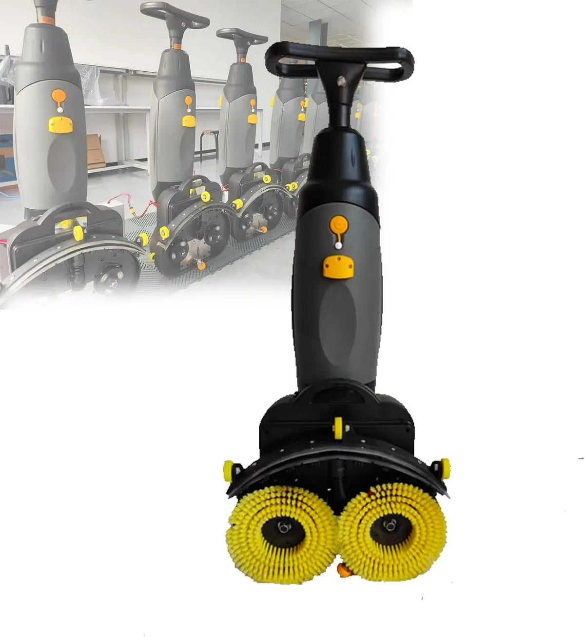 Dual-Tanks, Bodenpolierer, Kommerzielle Walk Behind mit 360°-Lenkung, 2x250W Bürstenleistung, 4,5L & 7,5L, für Holzböden, Fliesen, 4,5 L, 7,5 L