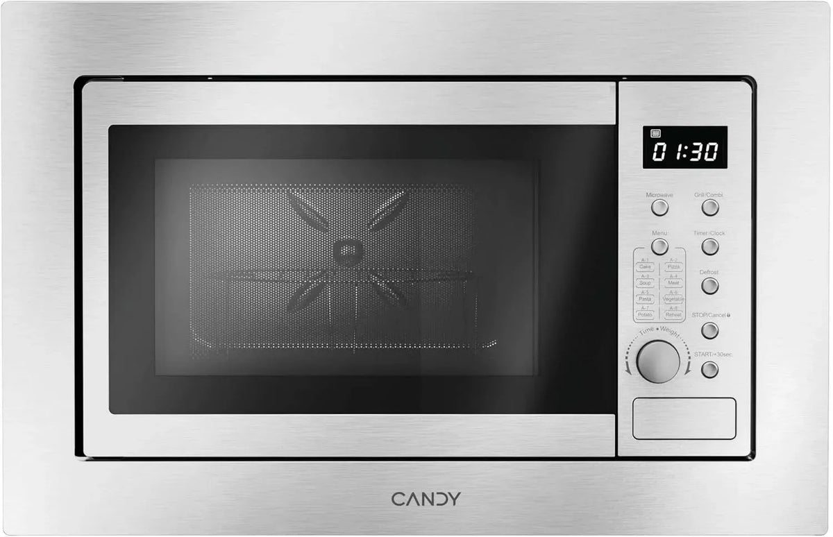 Candy CA38F7N20XXW Mikrowelle, 27 cm, 20 L, 800 W, 1000 W, Grill, Kindersicherung, Auftaufunktion, Edelstahl, Mikrowellenofen, 8 Autos
