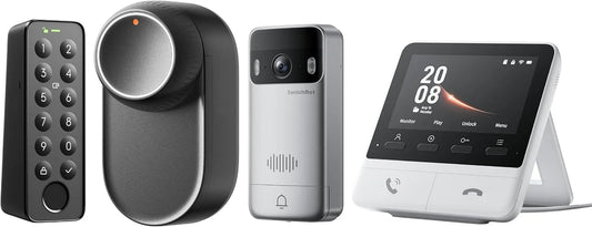Google Elektronisches Türschloss, SwitchBot WLAN Smart Lock Ultra mit Video Türklingel mit Fingerabdruck-Entsperrung, Türöffner per Fingerprint