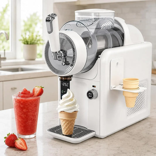 Slushie Maker, Slush-EIS-Maschine, Eismaschine, Speiseeismaschine, Slush-Eisbereiter, 2 L, 2 Temperaturzonen, 5 Programmen, Weiß, für Zuhause