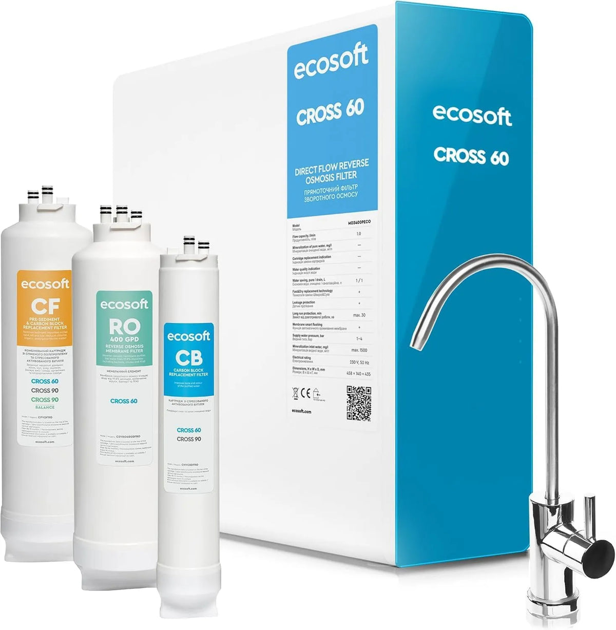 CROSS 60 Osmoseanlage, Filter, Mikroplastik, Direct Flow Wasser Filter System