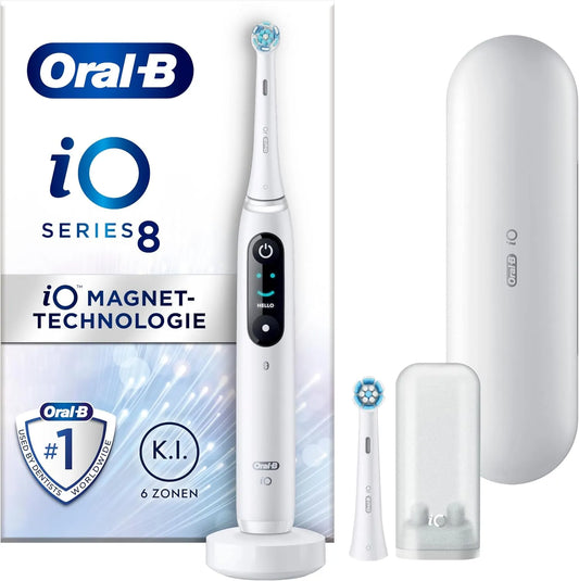 Braun Series 8 Designed by, Oral-B iO Elektrische Zahnbürste/Electric Toothbrush, 2 Aufsteckbürsten, 6 Putzmodi für Zahnpflege, Valentinstagsgeschenk