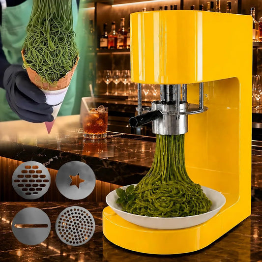 Nudelmaschine, Nudelbereiter, Professionelle, gewerblich, Edelstahl, 0,42-l-Edelstahlbehälter, Cafés und Snackbars Yellow, 4 Nudelformen, 0,42 l
