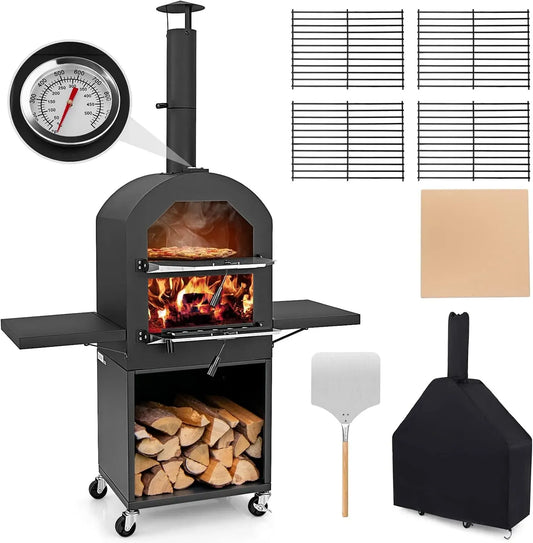 Elektrischer Pizzaofen, 30,5 cm, COSTWAY, Outdoor, Grill, Camping, Grillrosten, Pizzaschaufel