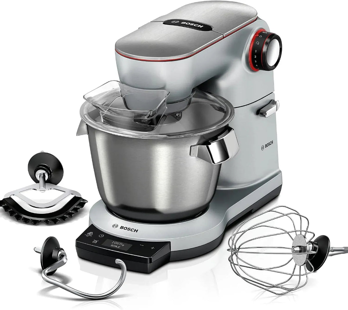 Bosch MUM9AX5S00 Geschirrspüler, 5,5 L, 1500 W, Spülmaschine, Timer, Edelstahl, Silber, Edelstahl-Schüssel 5,5 L, 7 Stufen, 3 Automatikprogramme