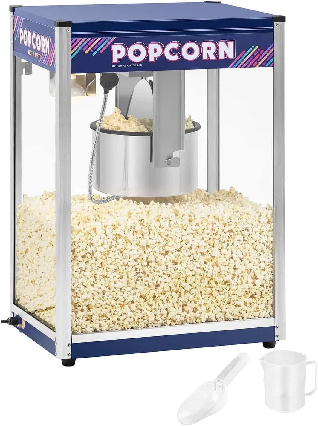 W 8 XXL-Popcornmaschine, Popcornmaker, Topf, 193 L, 2350 W, 8 kg, Gastronomie, Antihaftbeschichtung, Wärmefunktion, Blau