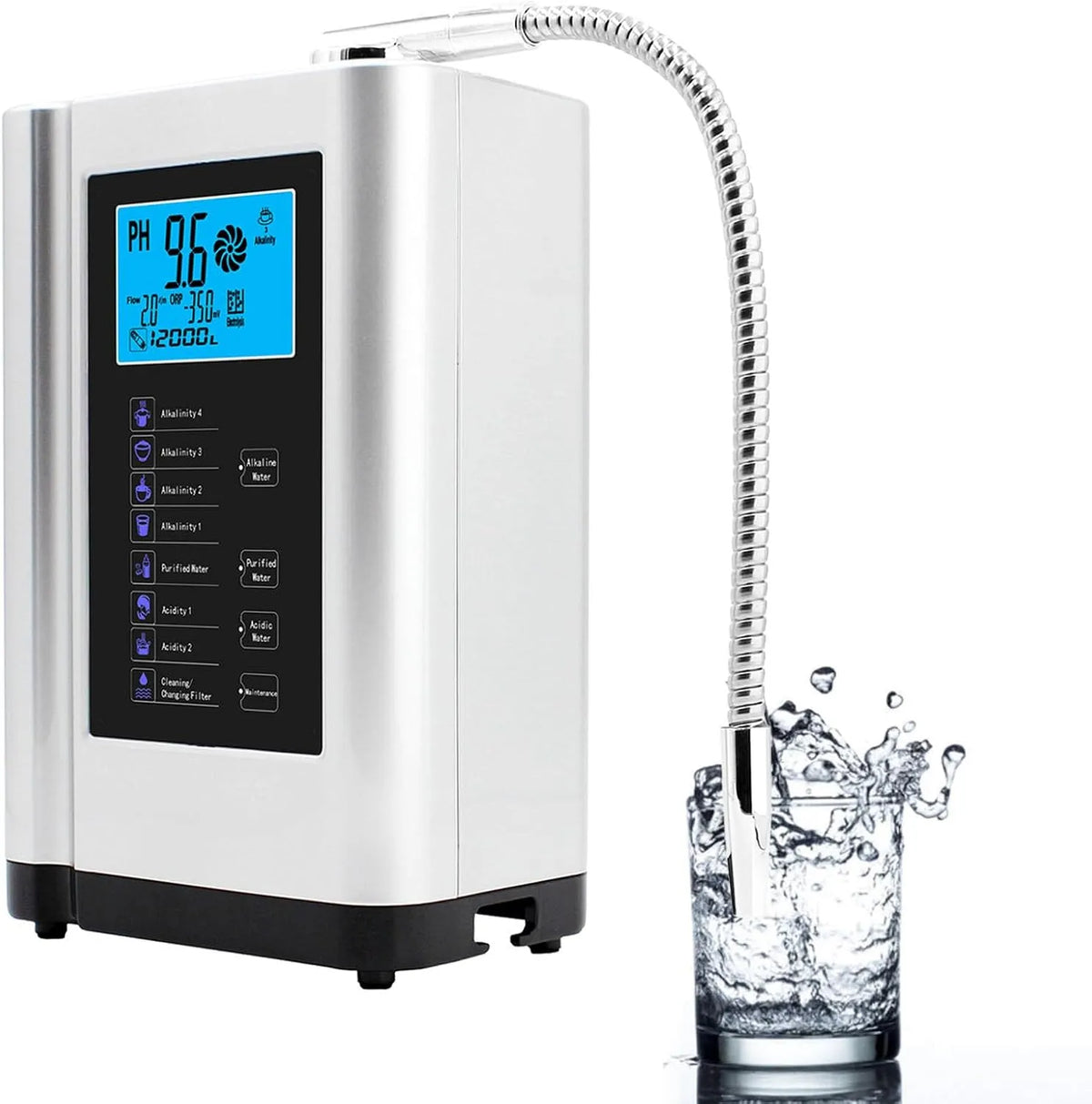 Wassergerät, Filter, 8000 L, Touch-Bedienung, LCD-Display, Silber