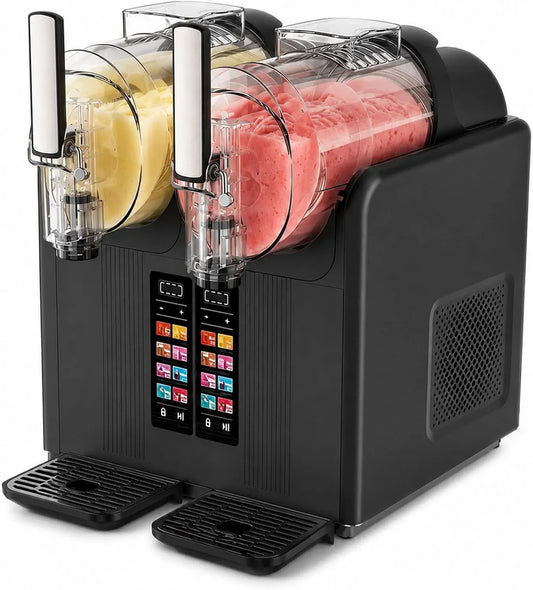 Slush-Eis-Maschine, Smoothie-Maschine, Slush-Eisbereiter, 2 Temperaturzonen, für Eisgetränke und Softeis