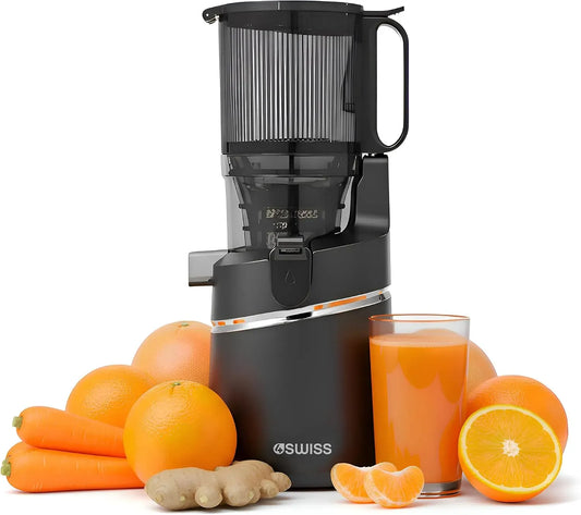 Entsafter 4SWISS WB025, 0,5 L, Juicer Machine mit 37 U/min zur Nährstofferhaltung, Saftpresse Elektrisch 0,5L