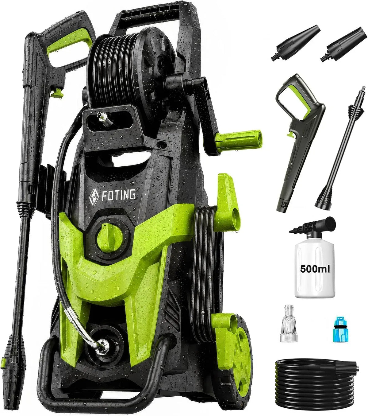 Hochdruckreiniger 2026NEW, 500 ml Reinigungsmittelbehälter & 6-in-1-Düse, 450 l/h