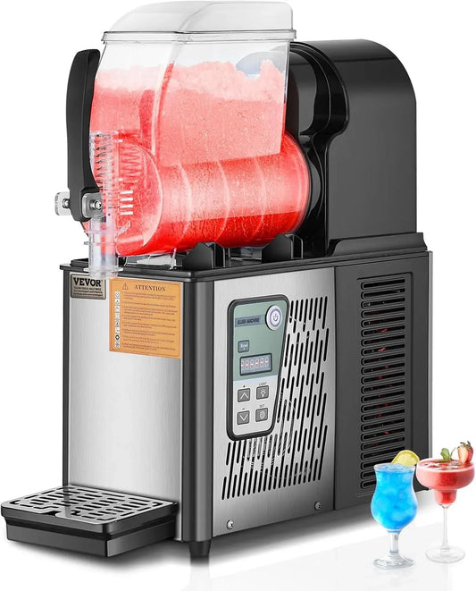 VEVOR Slusheis Maschine, Softeis Maker, Einzeltank-Maschine, Slush-Eisbereiter, 4 L, 16 Tassen, gewerblich, Restaurant, Edelstahl, Schwarz