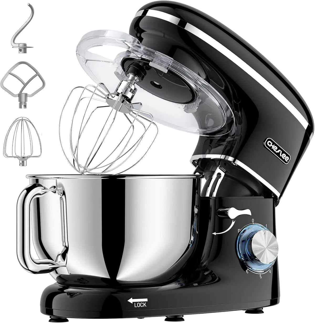 Küchenmaschine, 6.2 L, 2000 W, CHeflee, Edelstahl, EdelstahlschüSsel, 6 Geschwindigkeit Reduzierte GeräUsche