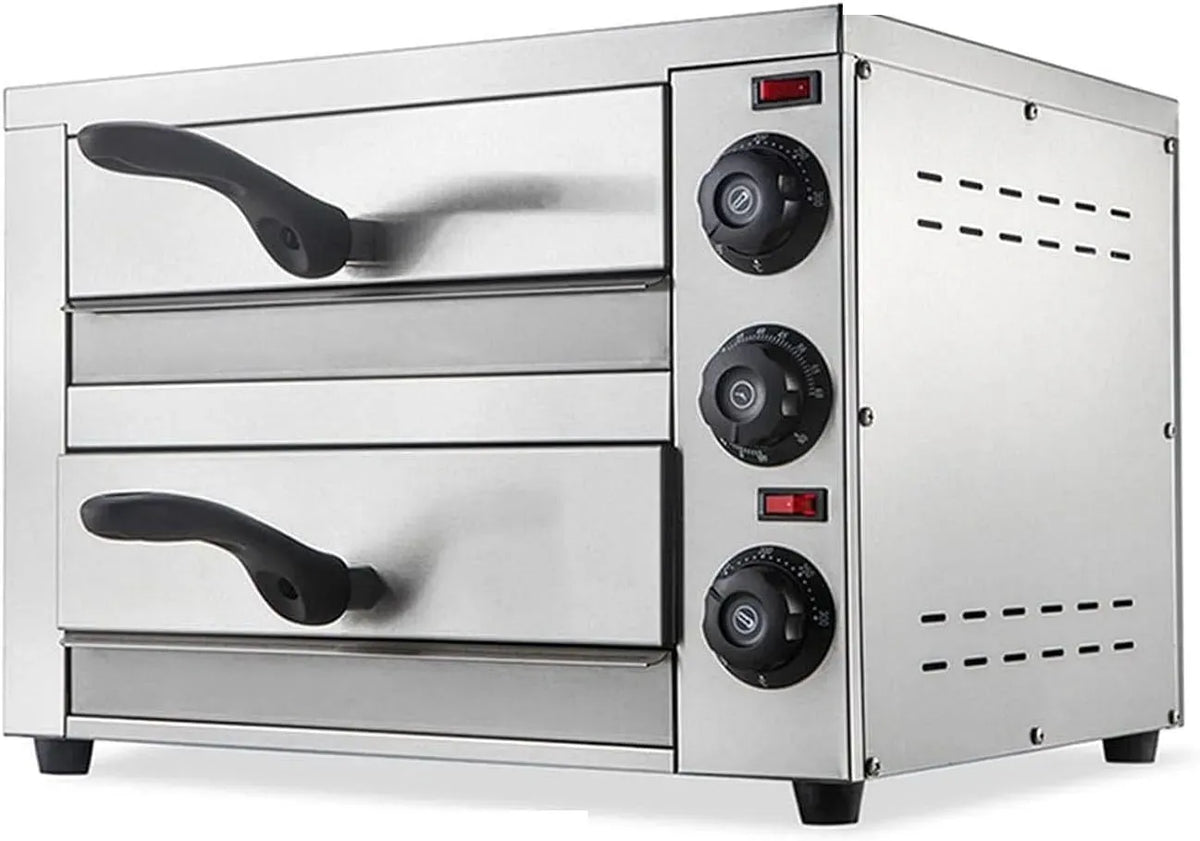 Elektrischer Pizzaofen 60-Minuten-Timer, 50 bis 300 °C, elektrischer Tischofen für Pizza und Snacks