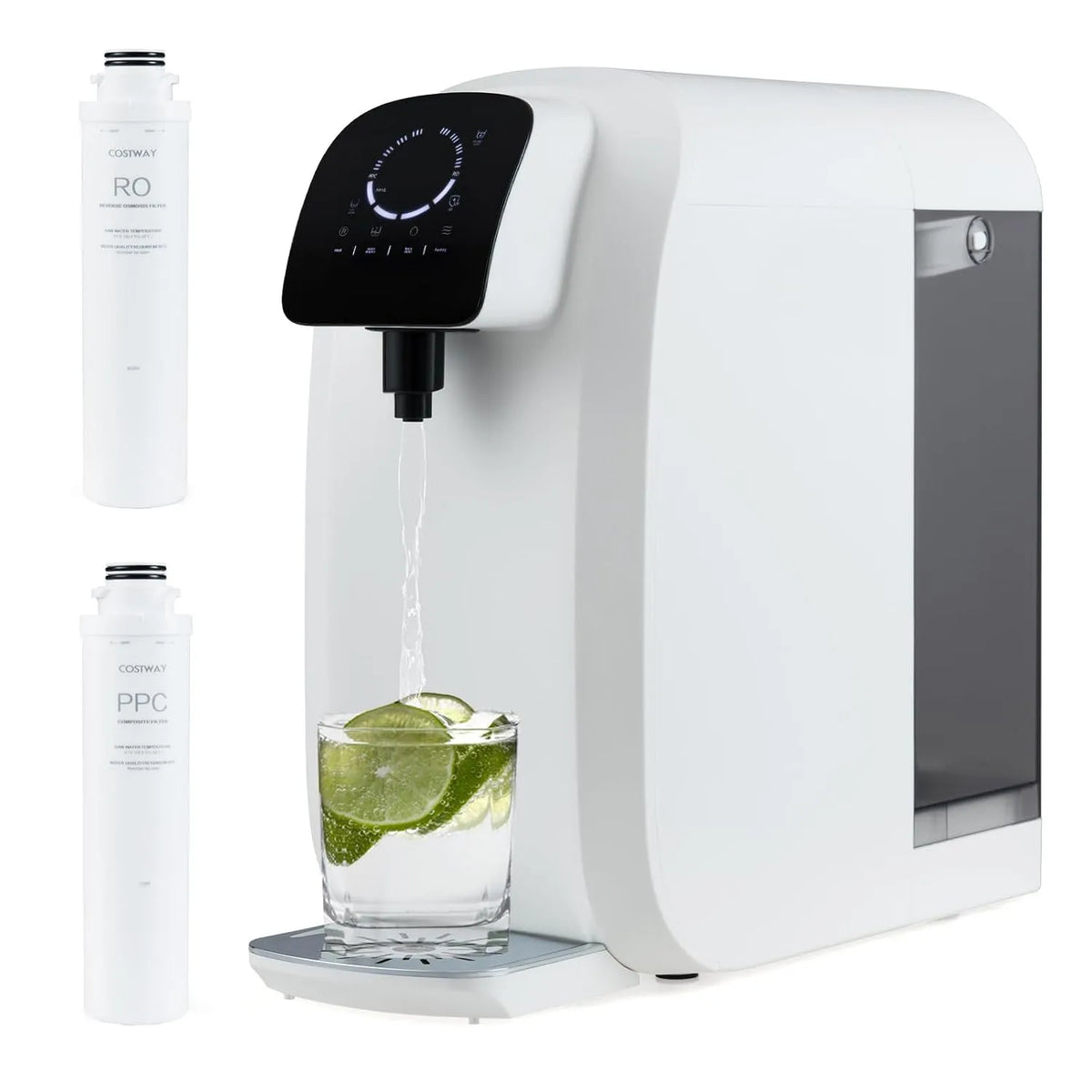 Umkehrosmoseanlage, Wasserfilter, Trinkwasserfiltersystem, Schwarz, für Zuhause, COSTWAY
