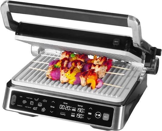 Toaster, Grill, Edelstahl, Grau, Genius Chef Kontaktgrill, 2 Grillplatten, Elektrogrill Edelstahl für Sandwiches Steak, abnehmbare Grillplatten