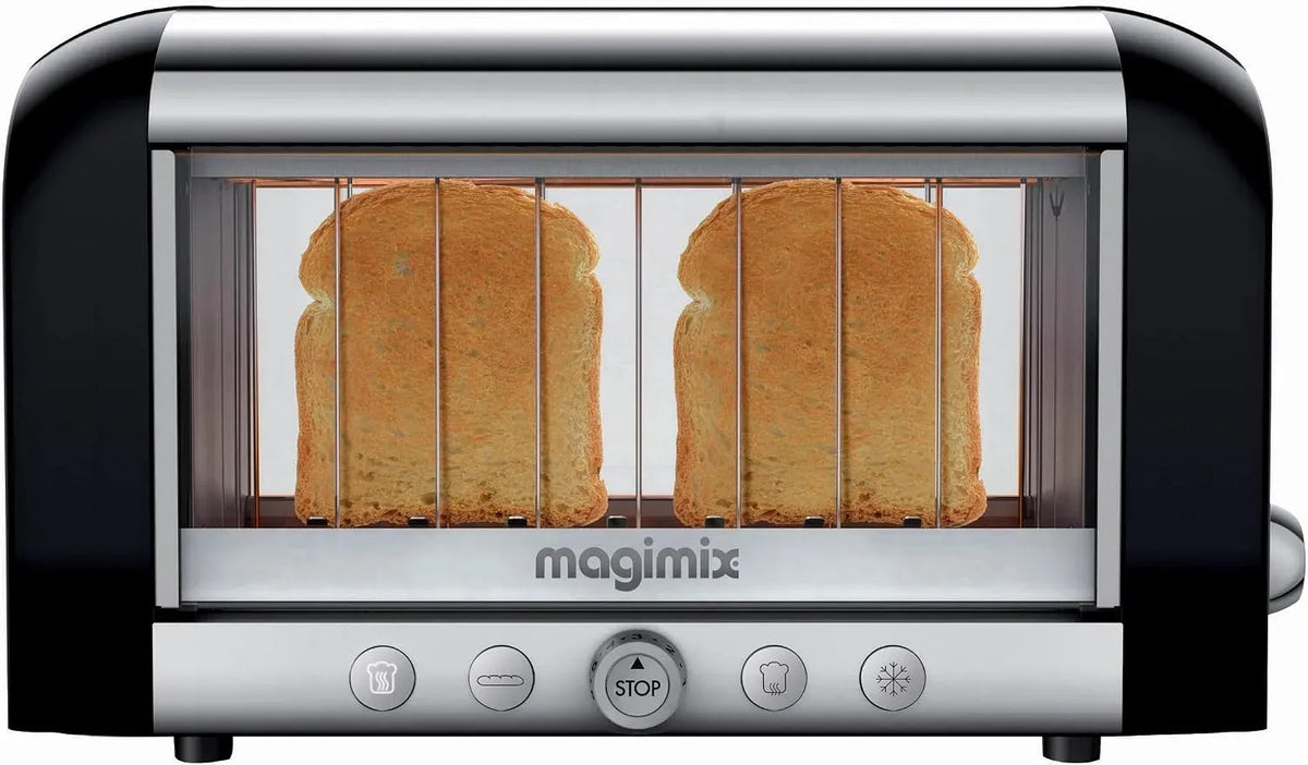 Toaster, 1450 W, Auftaufunktion, Edelstahl, Schwarz, 2 Scheiben