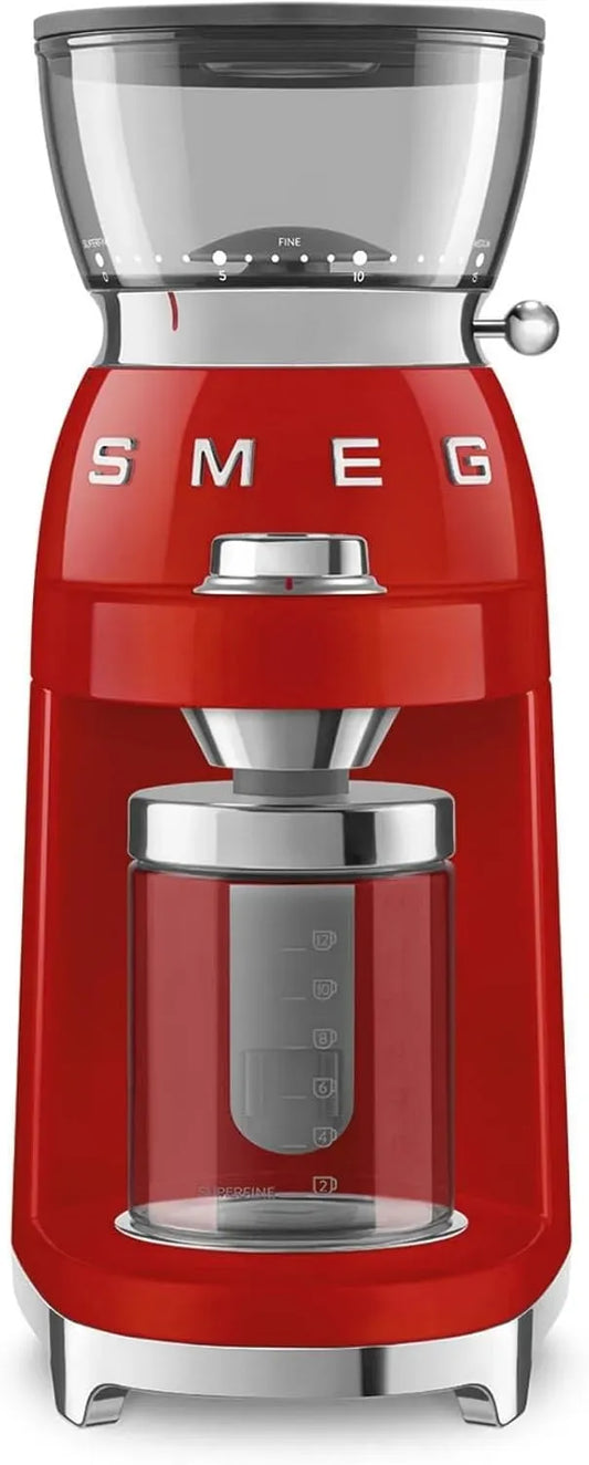 Smeg CGF03RDEU Kaffeebohnenbehälter, Kaffeemühle, Kaffeebohnenmühle, 150 W, Rot