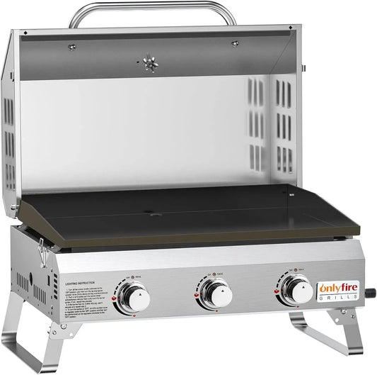 Tischgasgrill, Grill mit Gasbetrieb, Onlyfire Tischgasgrill mit 3 Brenner