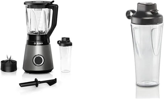 Bosch Serie 4 MMB6174SN Standmixer, 0,6 L, verbesserte Version & e MMZBT01B, Smoothie-ToGo-Flasche 0,6 L
