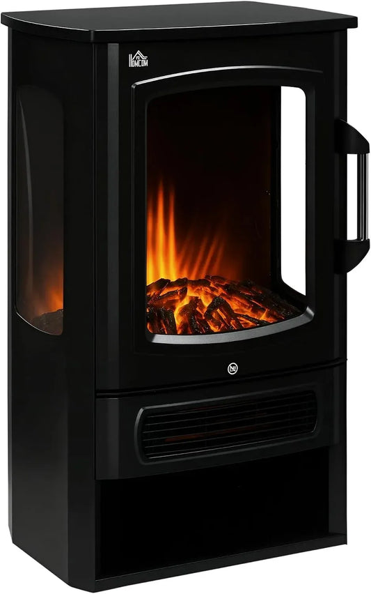 Elektrokamin, elektrischer Kamin, 44,5 x 32 x 74 cm, Schwarz, HOMCOM LED