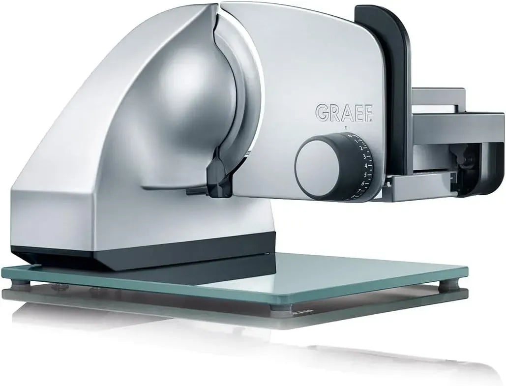 GRAEF M90 Schneidemaschine, Vollstahlmesser, Allesschneider, Schneidemaschine für Lebensmittel, 170 W, 170 mm, 20 mm, Silber, für feinste Schnitte