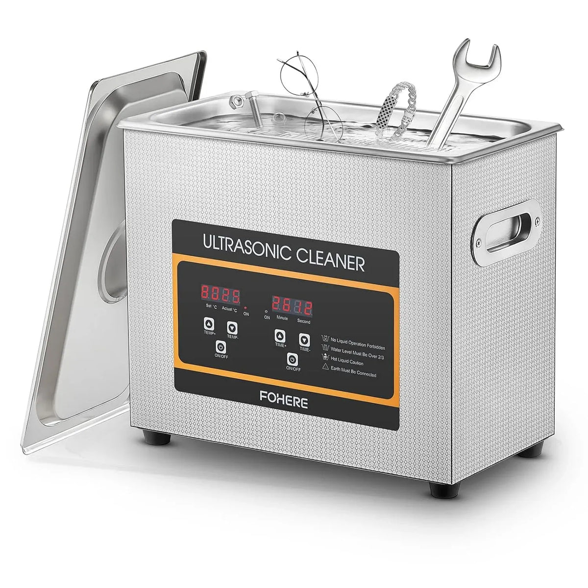 L 304 Ultraschallreiniger, Teilereiniger, Ultraschallreinigungsgerät, 6,5 L, Timer, gewerblich, Edelstahl, Wärmefunktion, für Reinigung von Schmuck
