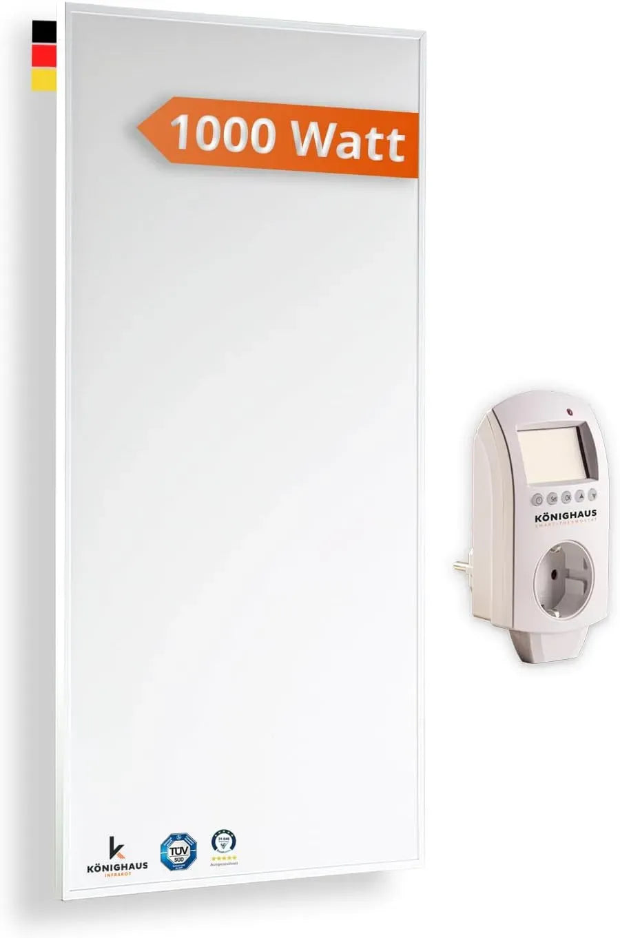 Smartes Thermostat, 1000 W, 14-26 m², Könighaus Infrarotheizung 1000 W