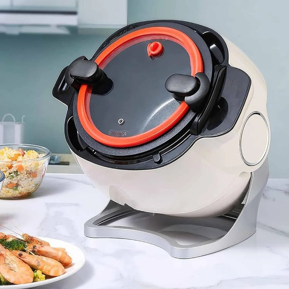 Küchenmaschine Rundum-3D-Heizung 3-Gang-Einstellung, 6 L, 3D-Optik, 6 Liter gewerblicher Küchenroboter mit 360°-Drehung und, Feuerkraft und COR