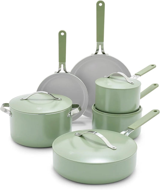 Geschirrspüler, Spülmaschine, GreenLife 10-teiliges, Antihaftbeschichtung, Antihaft-Keramik-Kochgeschirr-Set, PFAS-frei