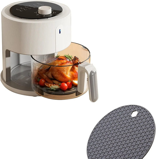 Heißluftfritteuse, 4,5 L, 1400 W, Antihaftbeschichtung, Antihaft-Kochen, einstellbare Temperaturregelung, weißer Knopf 5,5 l, Knopf 4,5 l