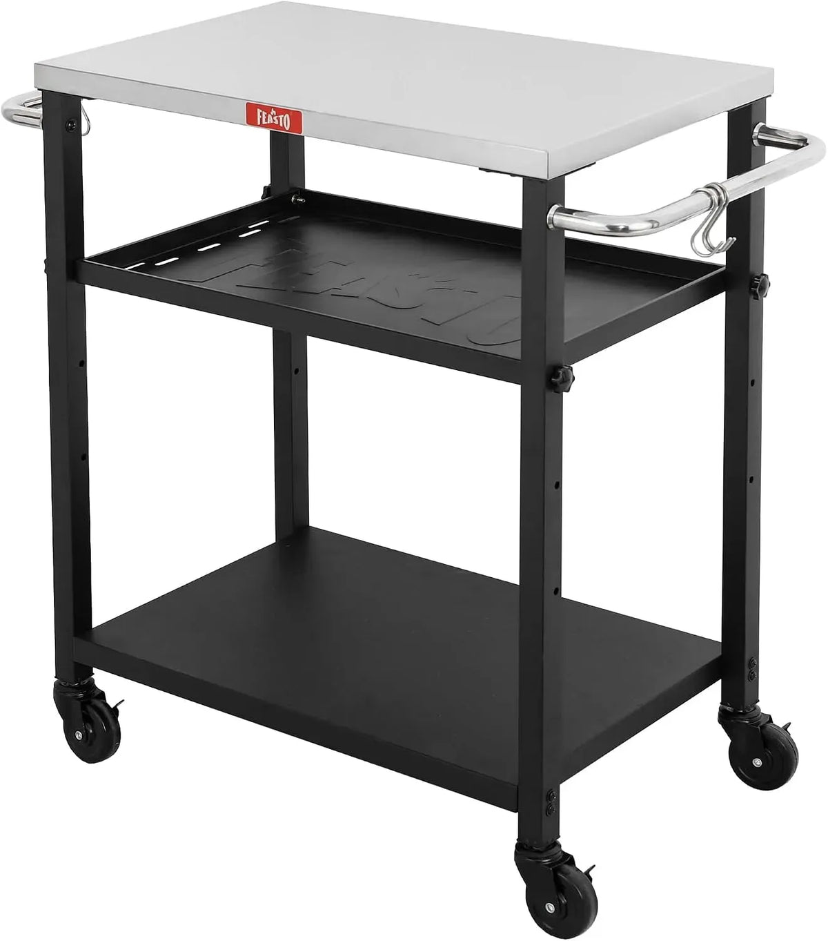 86xB 40xH Pizza-Ofen-Tisch, 84 cm, Outdoor, Transportrollen, für Zuhause und Außenbereich, Feasto
