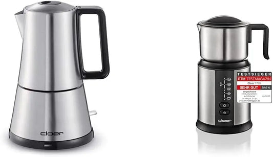 Milchaufschäumer, Milchschäumer, Cloer 5928 Espressokocher elektrisch, verschiedene Programme wählbar, für bis zu 450 ml