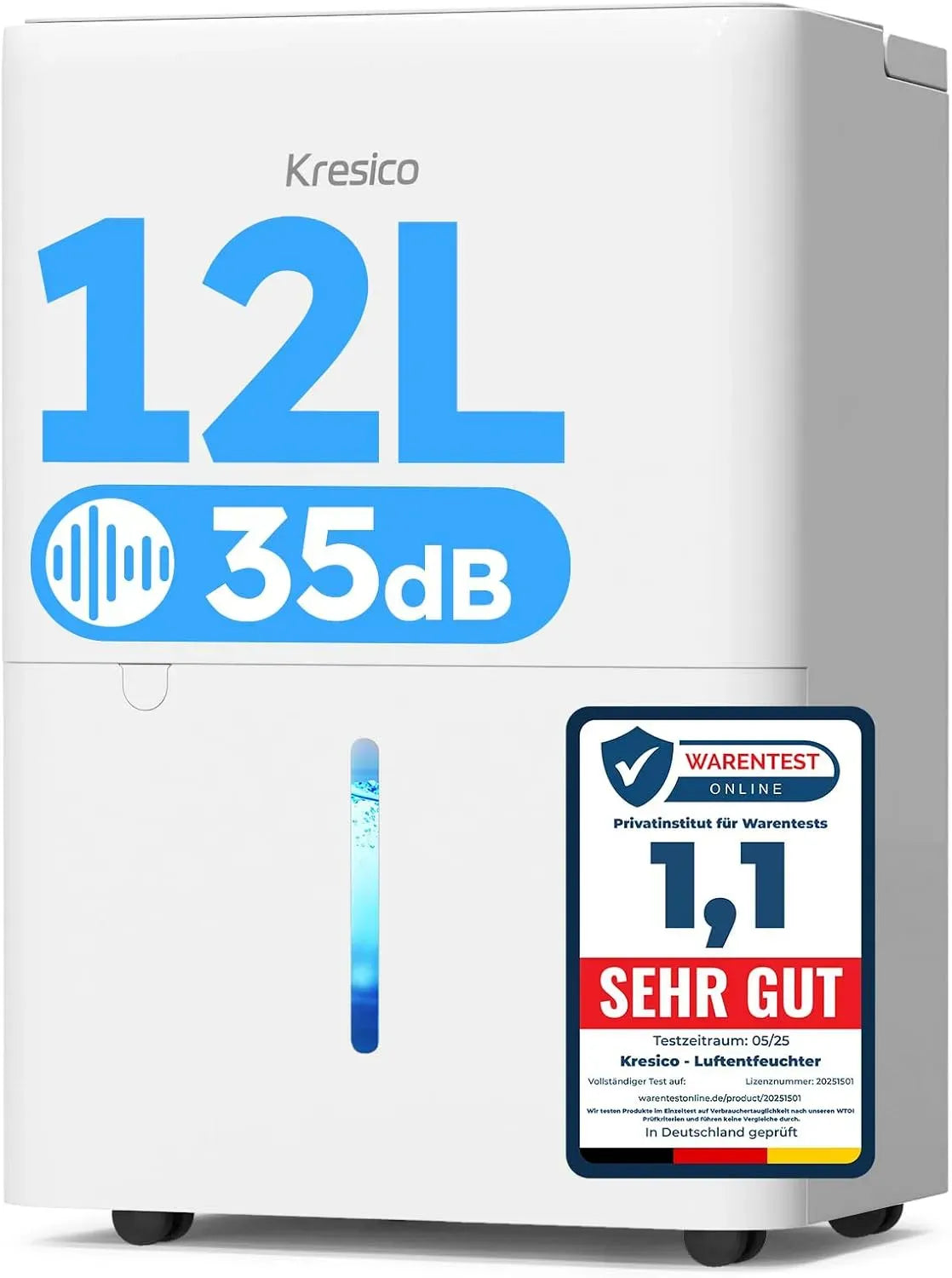 Luftentfeuchter 12L/24h R290, 35 dB, Timer, 122m³/25m², 10 J