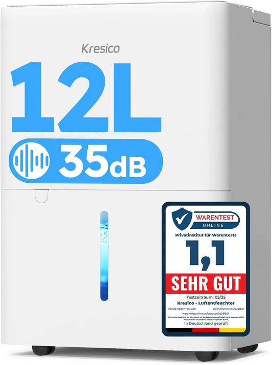 Luftentfeuchter 12L/24h R290, 35 dB, Timer, 122m³/25m², 10 J
