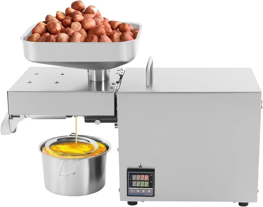 Automatisch, Kaltpresse, Ölpresse, 610 W, LCD-Display, Edelstahl, für Erdnuss