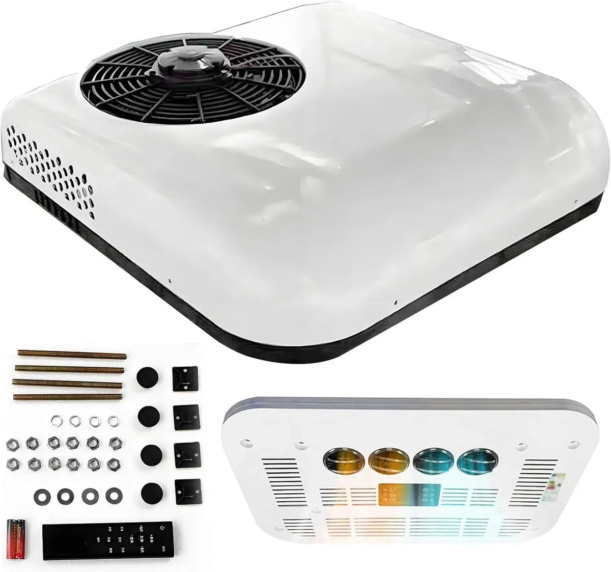 Klimaanlage, 2200 W, 12 V, 450 m³/h, Klimaanlage 12V/24V, leise, Ultra Leise Schlafmodus, 2200W Dach t mit Kühl- & Heizfunktion, Van & Bus 12v, LKW