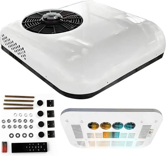 Klimaanlage, 2200 W, 12 V, 450 m³/h, Klimaanlage 12V/24V, leise, Ultra Leise Schlafmodus, 2200W Dach t mit Kühl- & Heizfunktion, Van & Bus 12v, LKW